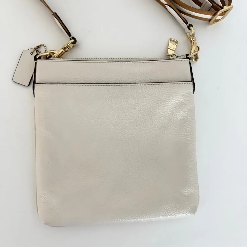 Coach Jes Horse and Carriage Logo Slim Crossbody Bag Leather Chalk 1897